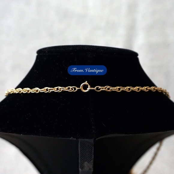 💧VINTAGE Big Colourful Water-drop Pendant with Gold Twisted Chain Necklace 📿 - Picture 4 of 5